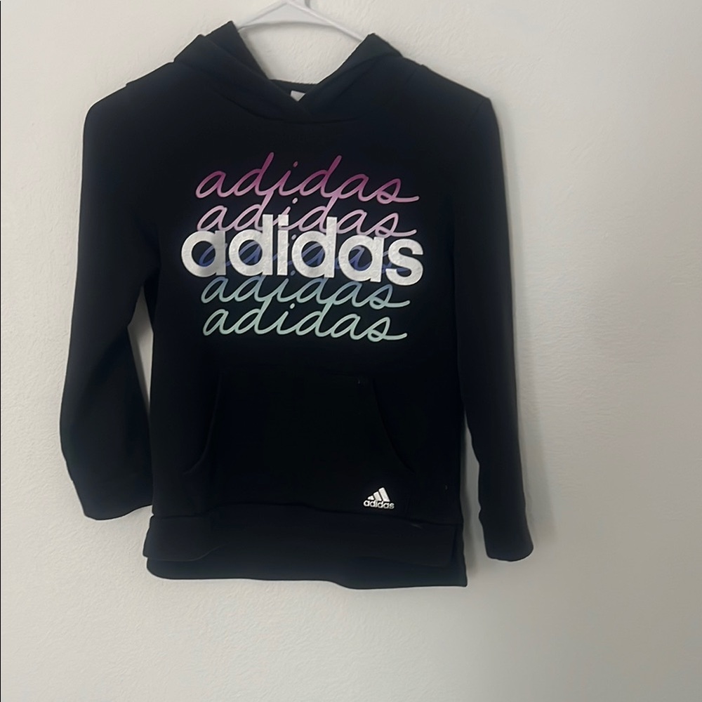 Adidas Black Pink Logo Hoodie Sweatshirt